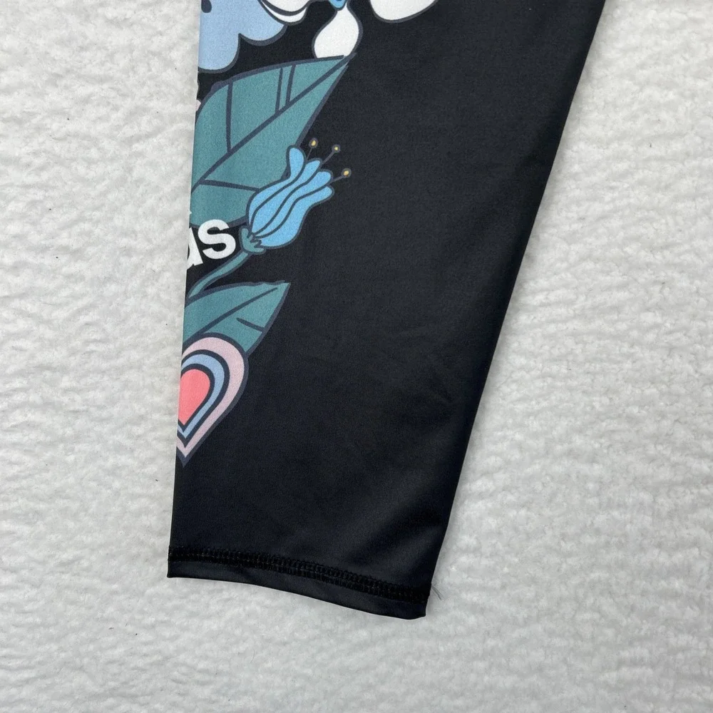 Adidas NEW Girls Floral Print 7/8 Athletic Leggings Gray Multicolor Sz Large